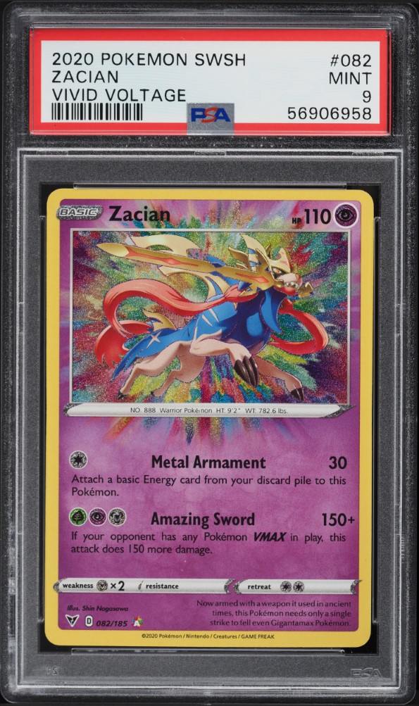 2020 Pokemon Sword & Shield Vivid Voltage Amazing Rare Zacian #82 PSA 9 MINT