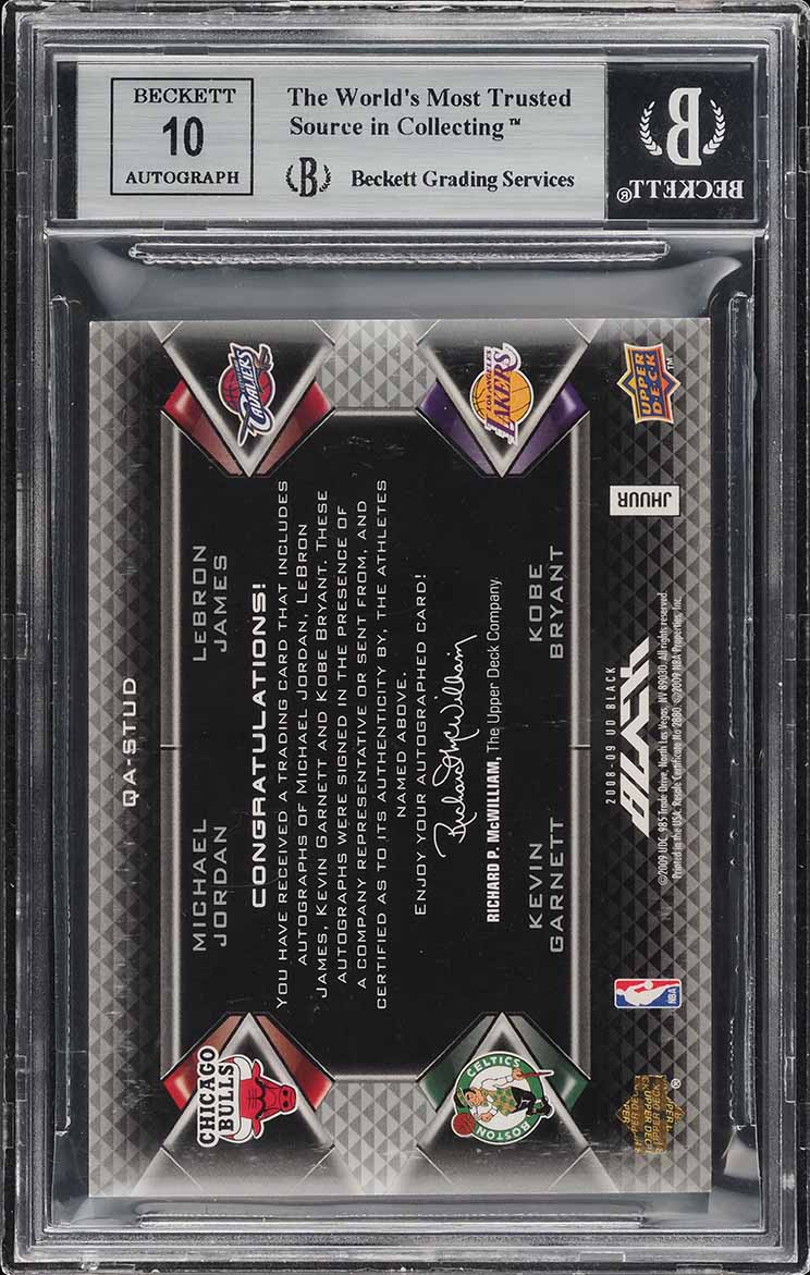 2008 UD Black Quad Michael Jordan LeBron James Kobe Garnett AUTO