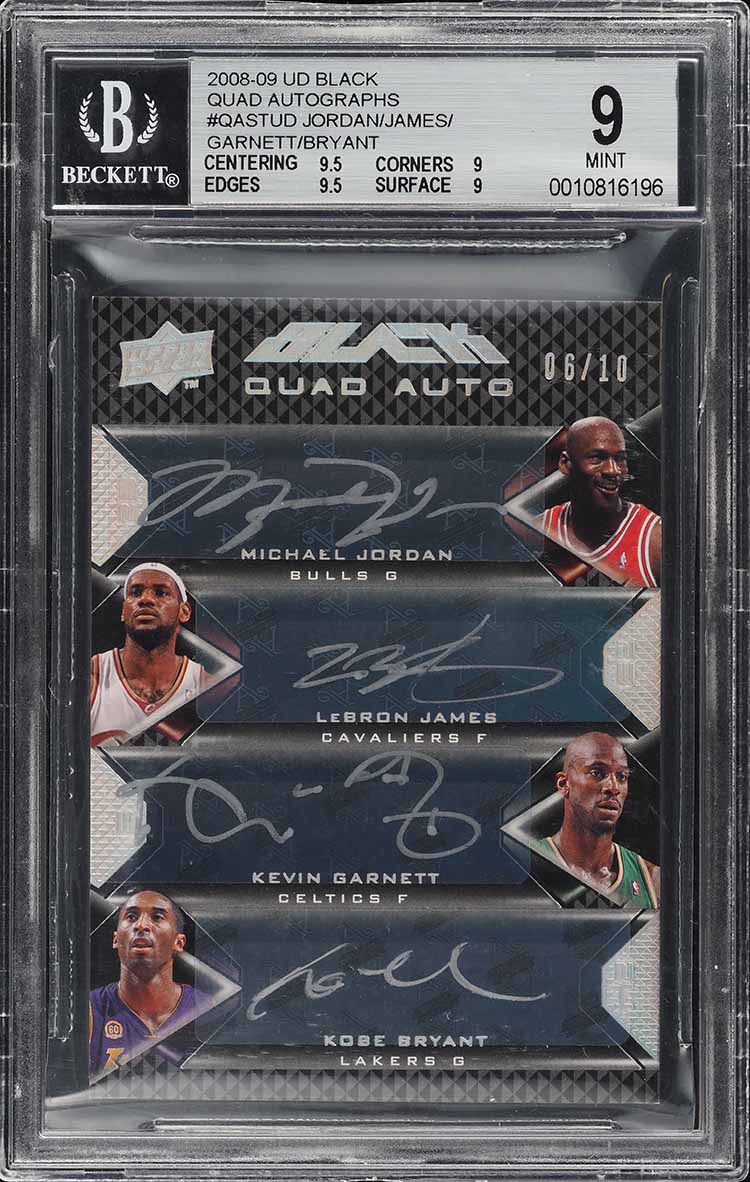 2008 UD Black Quad Michael Jordan LeBron James Kobe Garnett AUTO