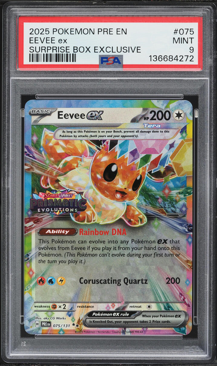 2025 Pokemon Scarlet & Violet Prismatic Evolutions Surprise Box Eevee Ex #75 PSA 9 MINT