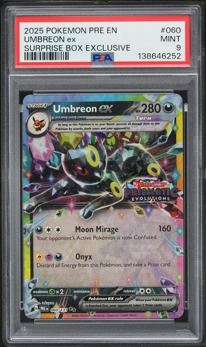 2025 Pokemon Scarlet & Violet Prismatic Evolutions Surprise Box Holo Umbreon ex #60 PSA 9 MINT