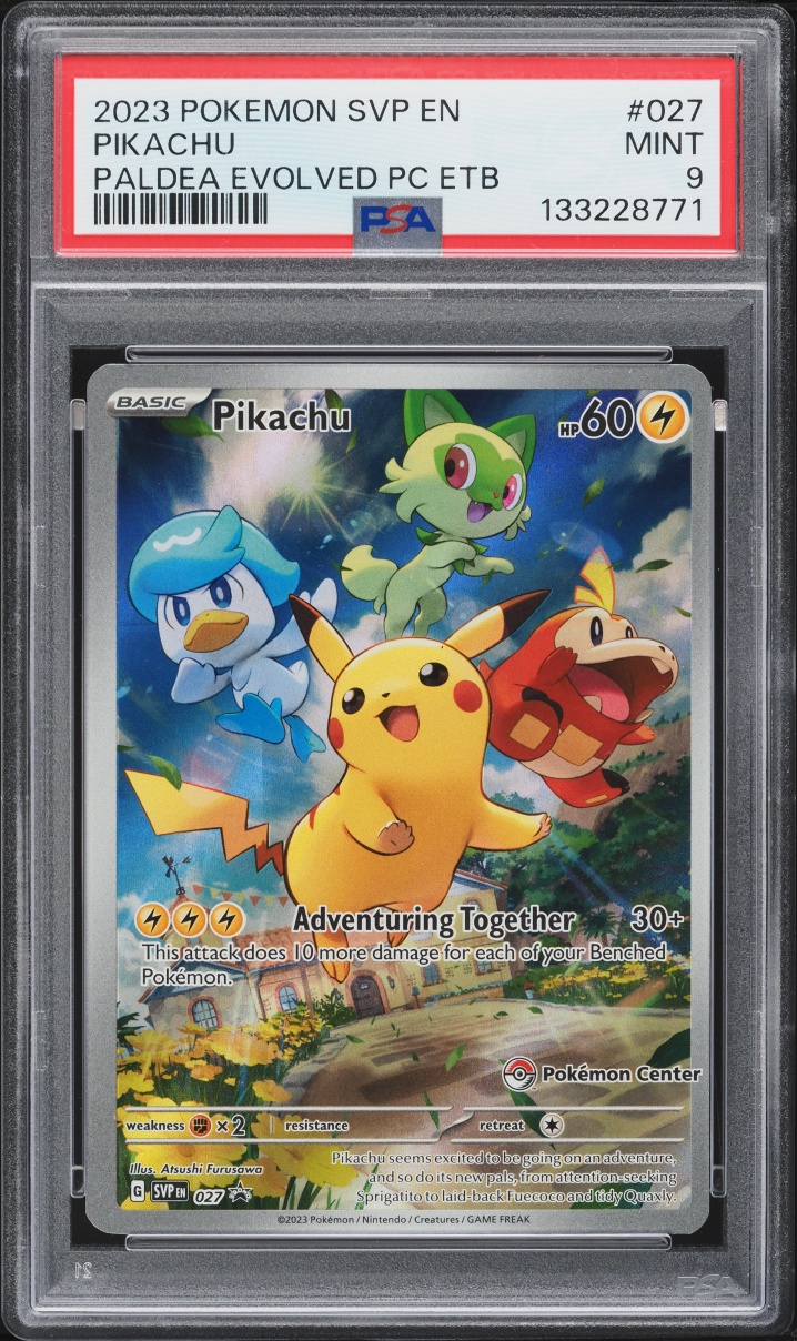 2023 Pokemon Scarlet & Violet Paldea Evolved Center ETB Full Art Pikachu #27 PSA 9 MINT