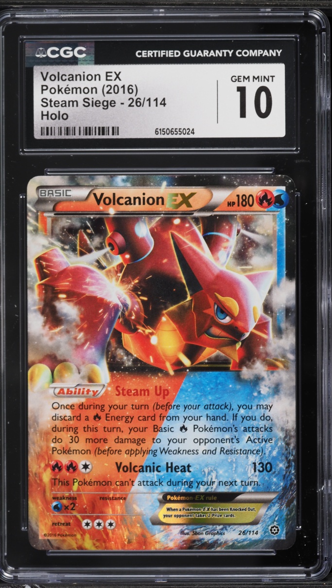 2016 Pokemon XY Steam Siege Holo Volcanion EX #26 CGC 10 GEM MINT