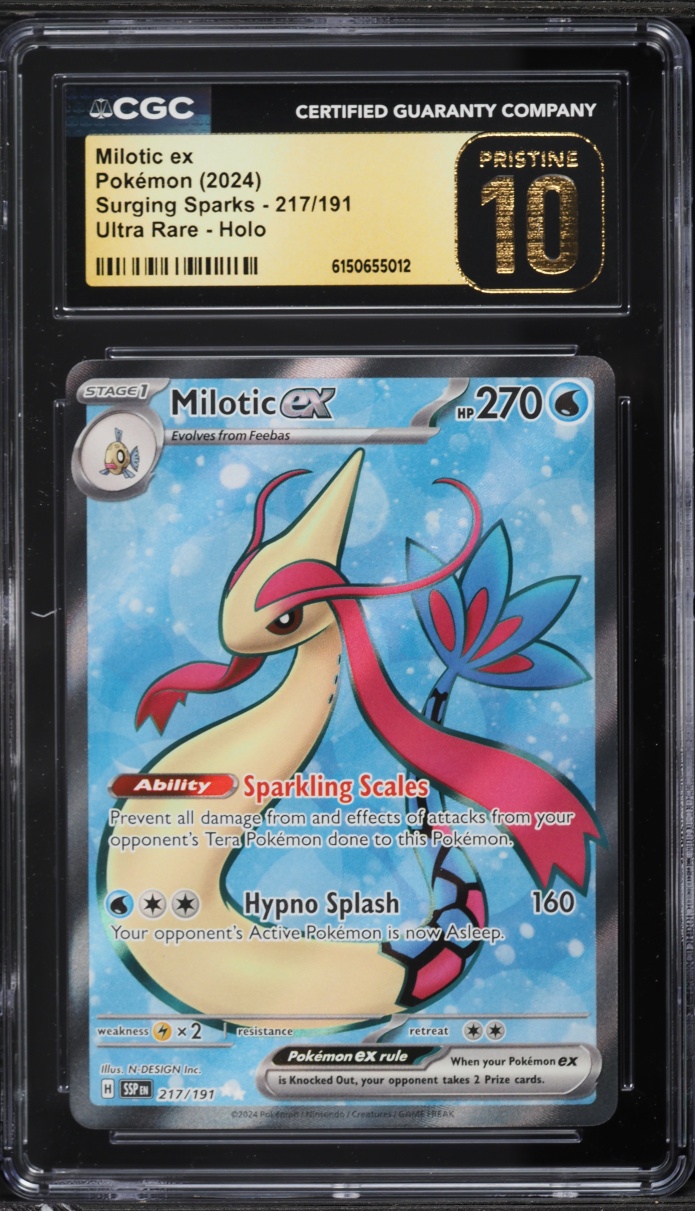 2024 Pokemon Scarlet & Violet Surging Sparks Full Art Milotic Ex #217 CGC 10 PRISTINE