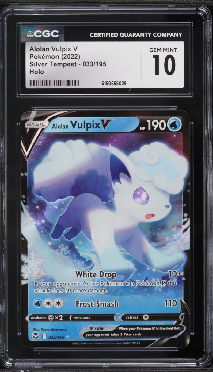 2022 Pokemon Sword & Shield Silver Tempest Holo Alolan Vulpix V #33 CGC 10 GEM MINT