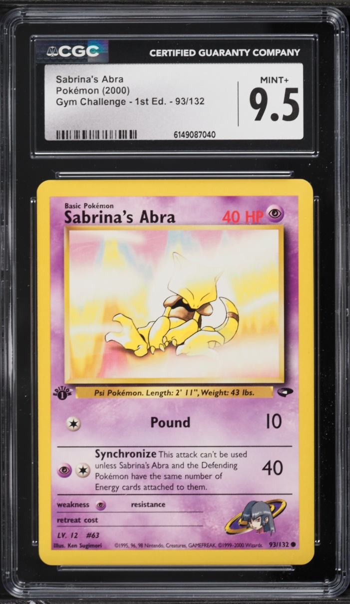 2000 Pokemon Gym Challenge 1st Edition Sabrina's Abra #93 CGC 9.5 MINT+