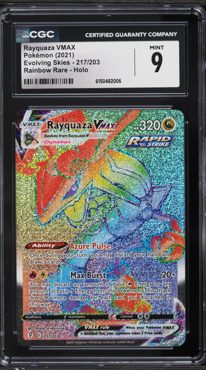 2021 Pokemon Sword & Shield Evolving Skies Rainbow Rare Rayquaza VMAX #217 CGC 9 MINT