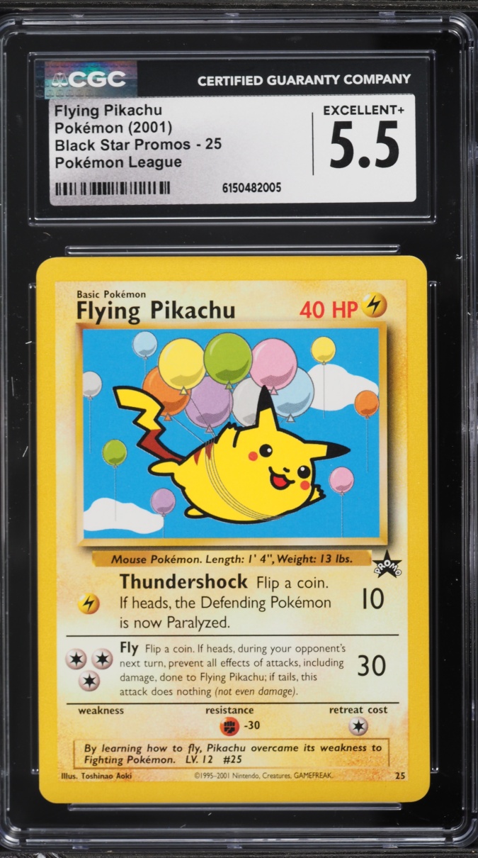 2001 Pokemon League Black Star Promo Flying Pikachu #25 CGC 5.5 EX+