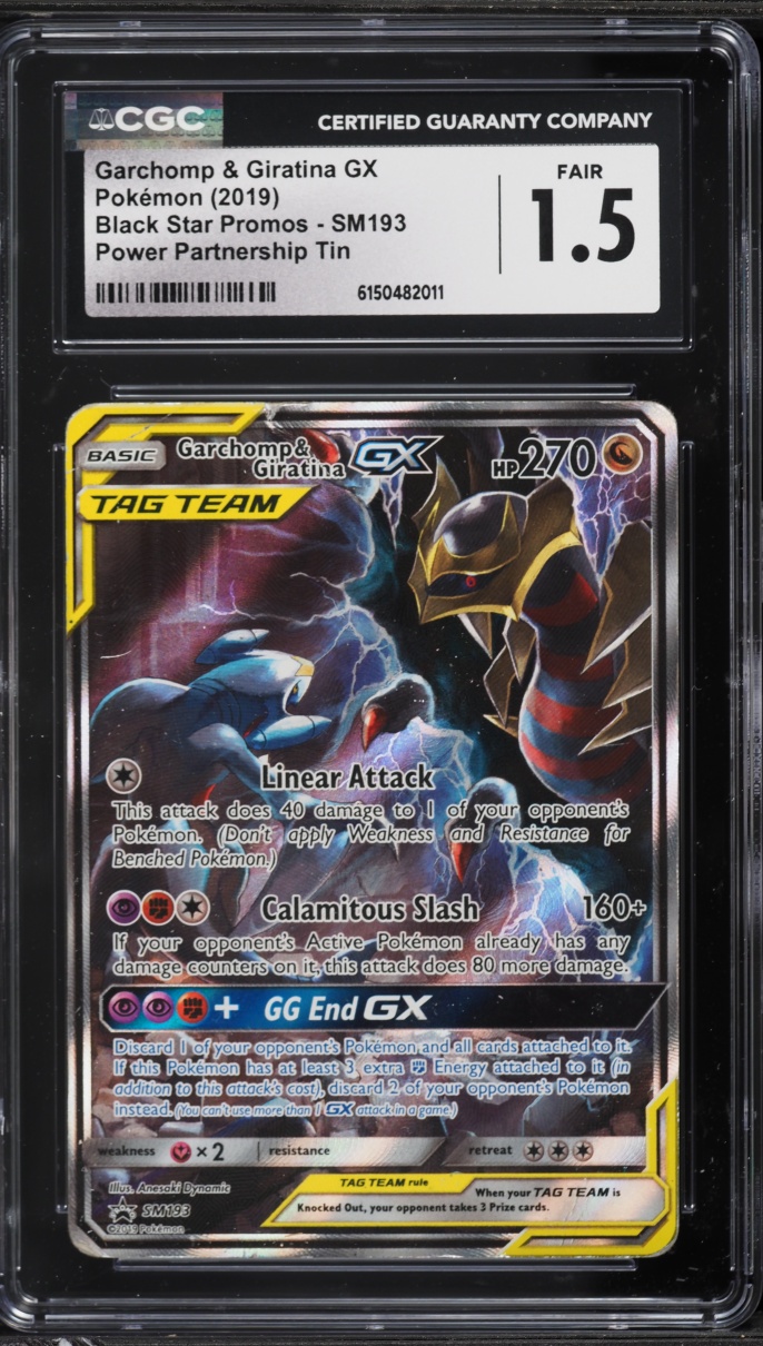 2019 Pokemon SM Promo Power Partnership Alt Art Garchomp & Giratina GX #SM193 CGC 1.5 FR