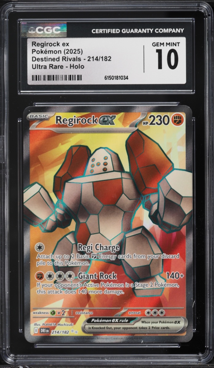 2025 Pokemon Scarlet & Violet Destined Rivals Full Art Regirock ex #214 CGC 10 GEM MINT