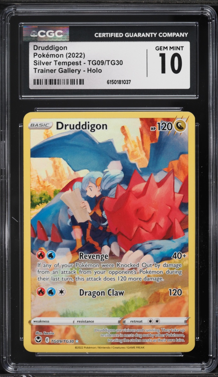 2022 Pokemon Sword & Shield Silver Tempest Trainer Gallery CHR Druddigon #TG09 CGC 10 GEM MINT