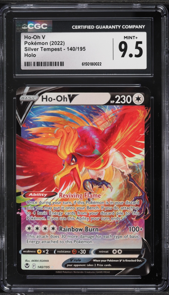 2022 Pokemon Sword & Shield Silver Tempest Ho-Oh V #140 CGC 9.5 MINT+