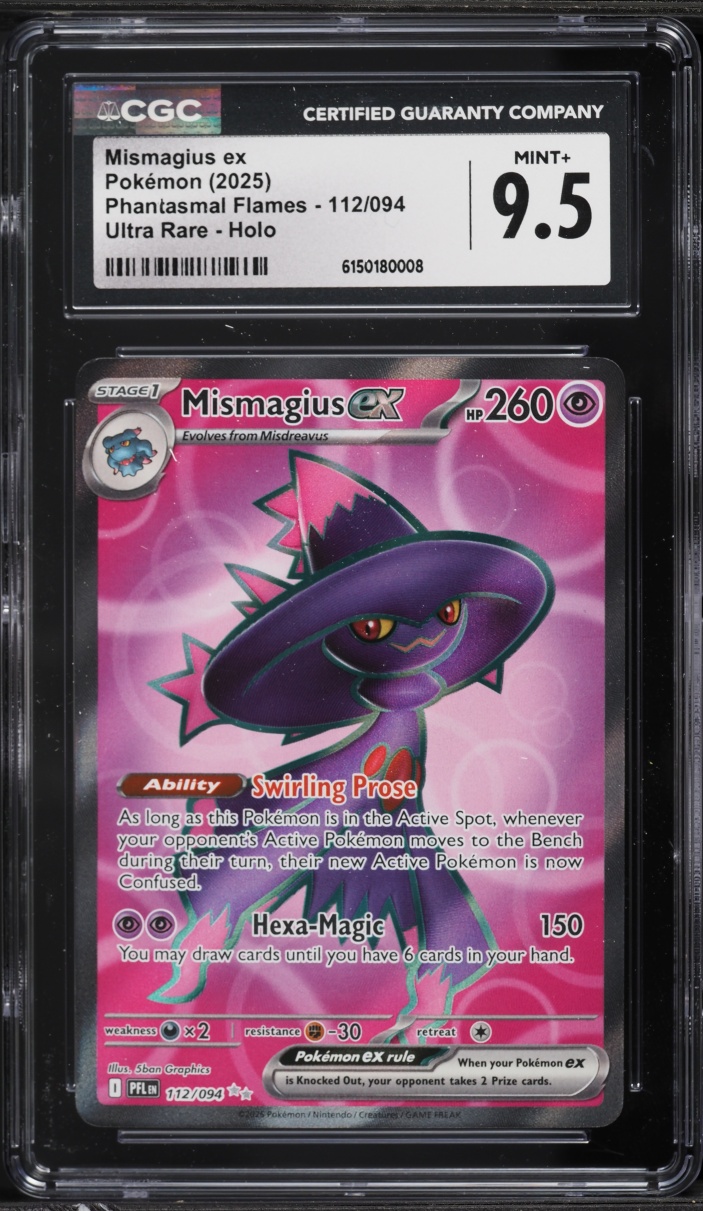 2025 Pokemon Mega Phantasmal Flames Full Art Mismagius EX #112 CGC 9.5 MINT+