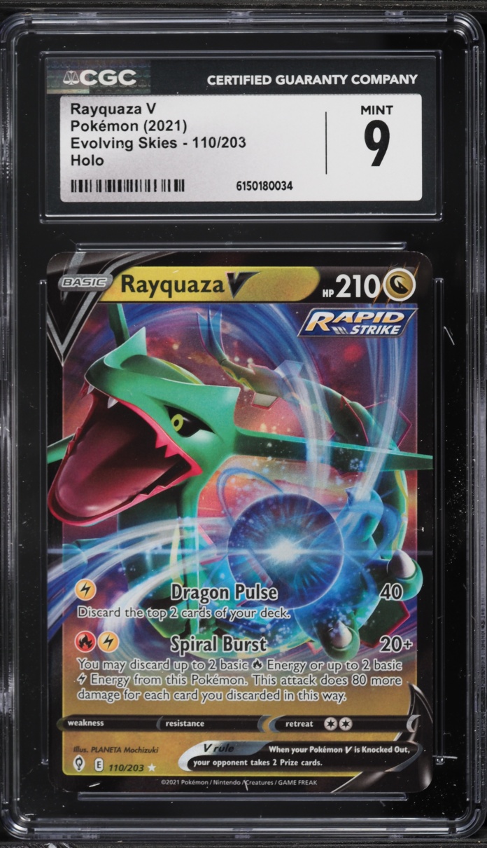 2021 Pokemon Sword & Shield Evolving Skies Holo Rayquaza V #110 CGC 9 MINT