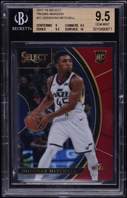 2017 Select Concourse Maroon Prizm Donovan Mitchell ROOKIE /199 #11 BGS 9.5 GEM MINT