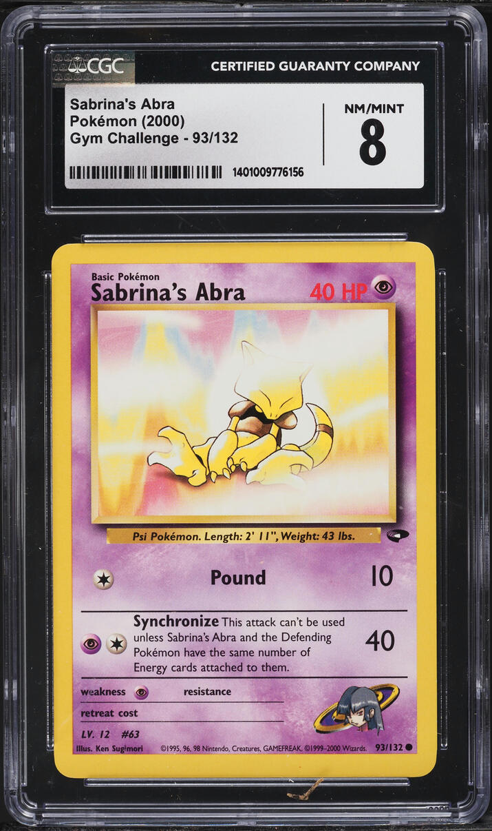2000 Pokemon Gym Challenge Sabrina's Abra #93 CGC 8 NM-MT