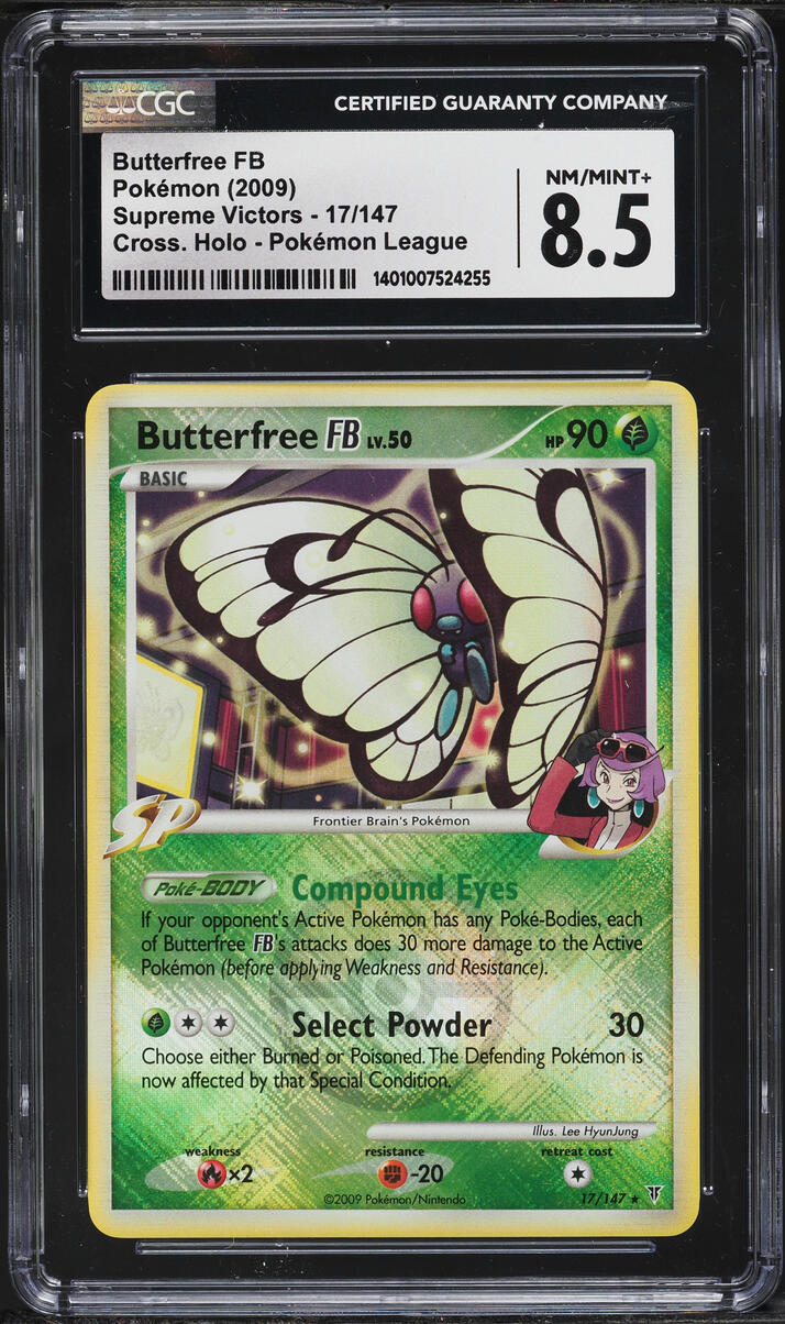 2009 Pokemon Platinum Supreme Victors League Crosshatch Holo Butterfree FB #17 CGC 8.5 NM-MT+