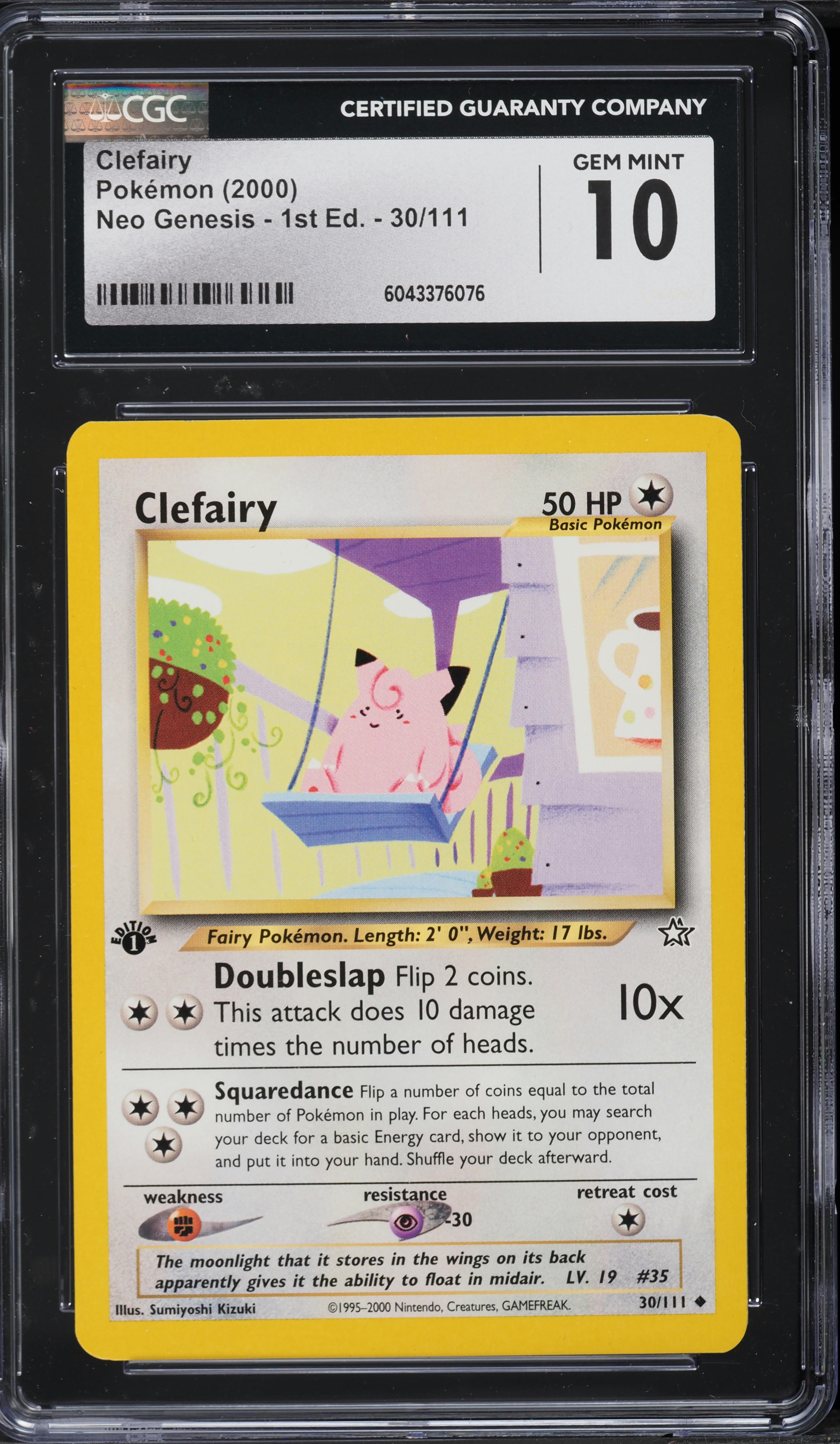 2000 Pokemon Neo Genesis 1st Edition Clefairy #30 CGC 10 GEM MINT