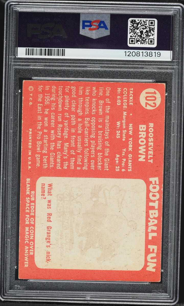 1958 Topps Football Roosevelt Brown #102 PSA 2 GD