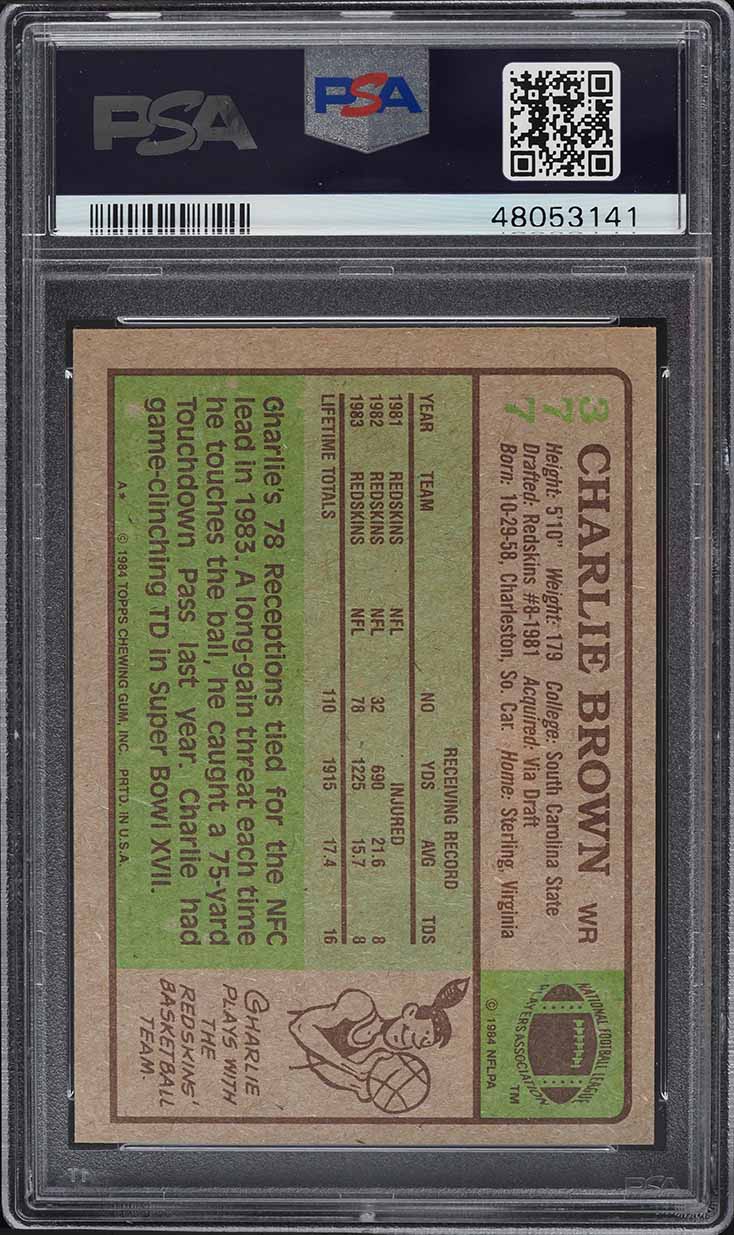 1984 Topps Football Charlie Brown #377 PSA 8 NM-MT