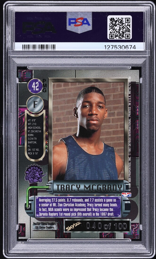 1997 Metal Universe Precious Metal Gems PMG Red Tracy McGrady ROOKIE /100 #42 PSA 5 EX