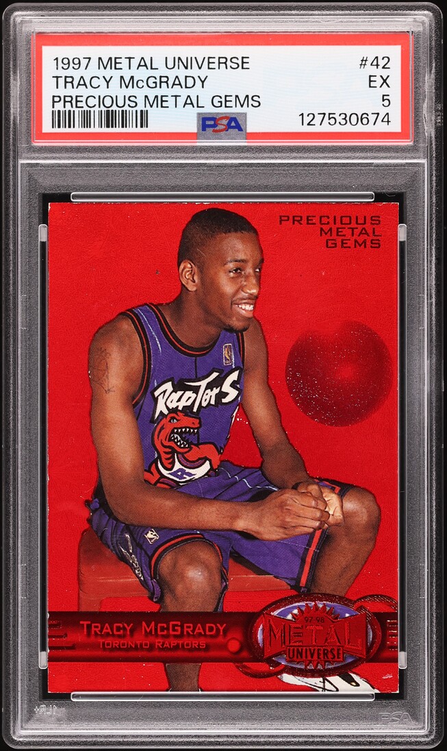 1997 Metal Universe Precious Metal Gems PMG Red Tracy McGrady ROOKIE /100 #42 PSA 5 EX