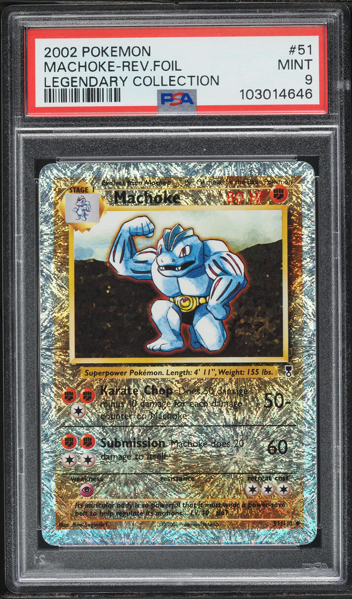 2002 Pokemon Legendary Collection Reverse Holo Machoke #51 PSA 9 MINT