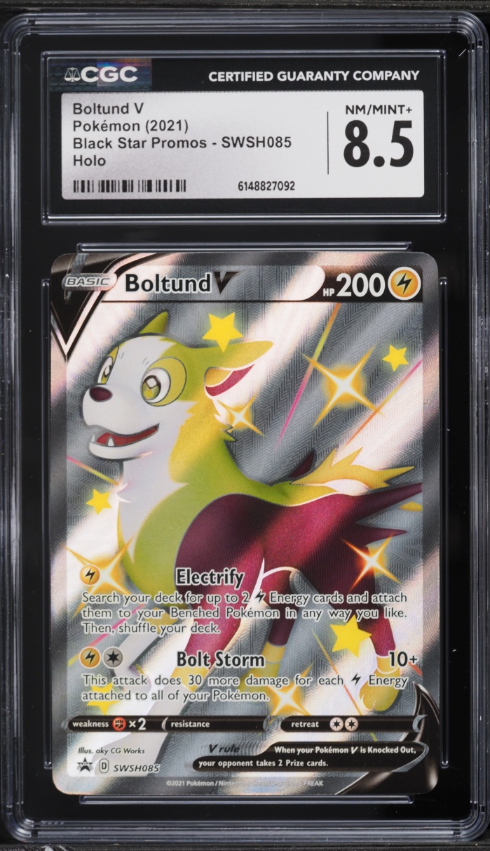 2021 Pokemon Sword & Shield Black Star Promo Full Art Boltund V #SWSH085 CGC 8.5 NM-MT+