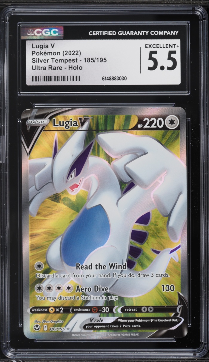 2022 Pokemon Sword & Shield Silver Tempest Full Art Lugia V #185 CGC 5.5 EX+