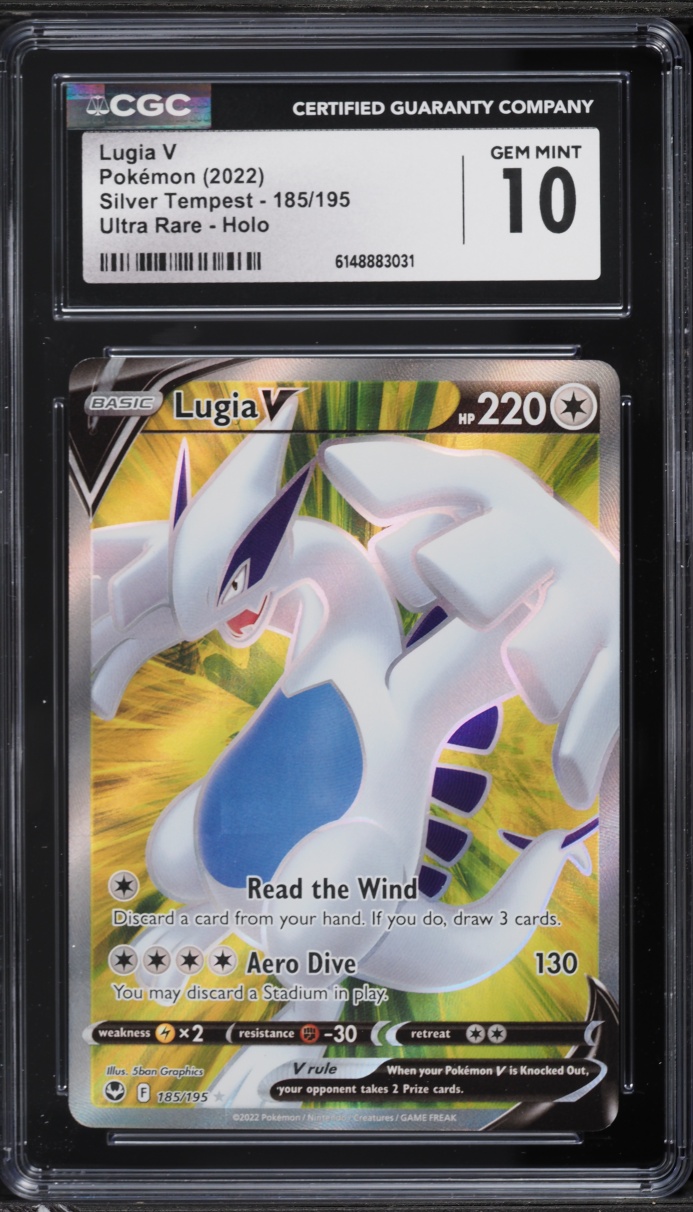 2022 Pokemon Sword & Shield Silver Tempest Full Art Lugia V #185 CGC 10 GEM MINT