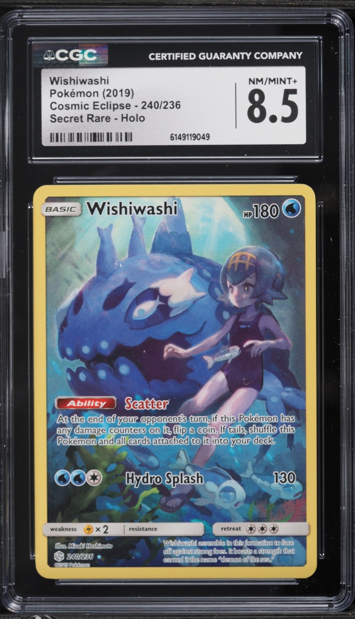 2019 Pokemon Sun & Moon Cosmic Eclipse Full Art Wishiwashi #240 CGC 8.5 NM-MT+
