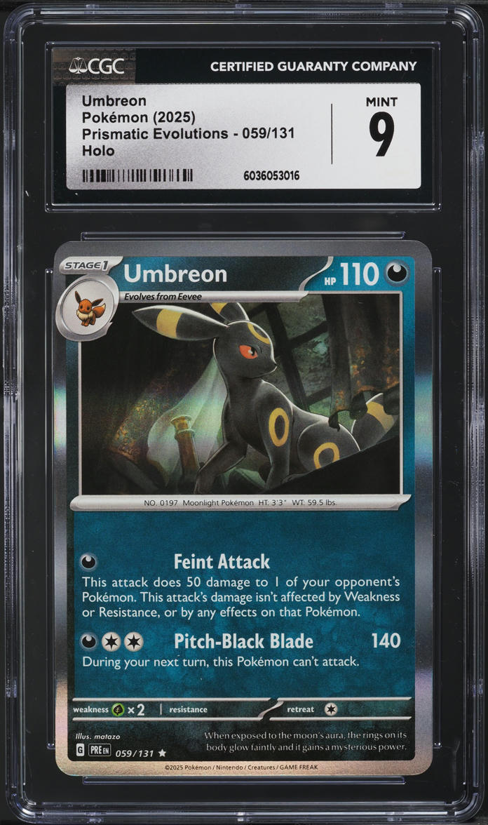 2025 Pokemon Scarlet & Violet Prismatic Evolutions Holo Umbreon #59 CGC 9 MINT