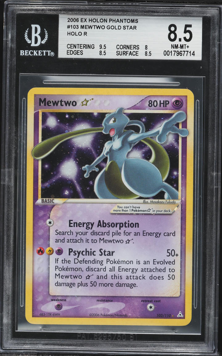 2006 Pokemon EX Holon Phantoms Holo Mewtwo Gold Star #103 BGS 8.5 NM-MT+