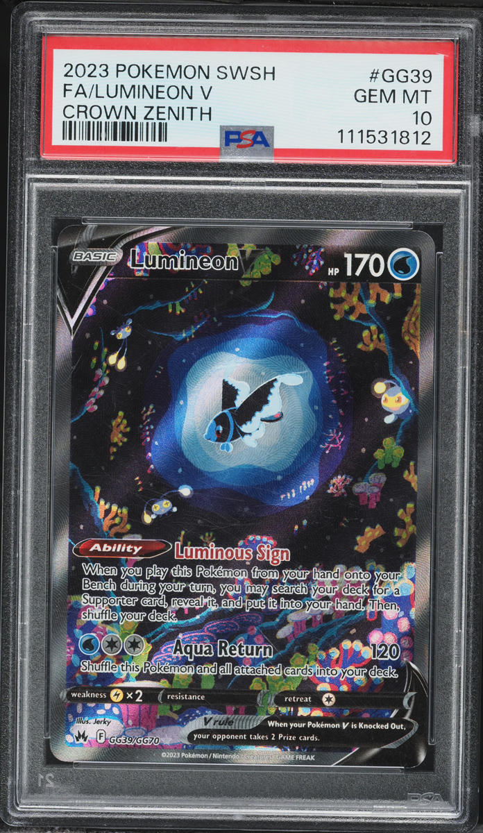 2023 Pokemon Sword & Shield Crown Zenith Full Art Lumineon V #GG39 PSA 10 GEM MINT