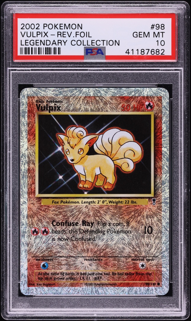 2002 Pokemon Legendary Collection Reverse Holo Vulpix #98 PSA 10 GEM MINT