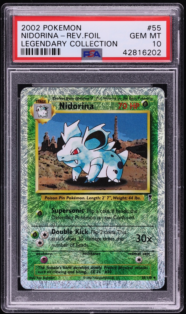 2002 Pokemon Legendary Collection Reverse Holo Nidorina #55 PSA 10 GEM MINT