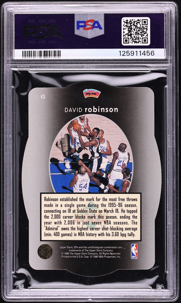 1996 SPx Basketball David Robinson #43 PSA 8 NM-MT