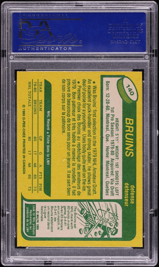 1980 O-Pee-Chee Hockey Ray Bourque ROOKIE #140 PSA 10 GEM MINT