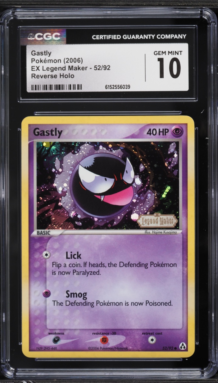 2006 Pokemon EX Legend Maker Reverse Holo Gastly #52 CGC 10 GEM MINT