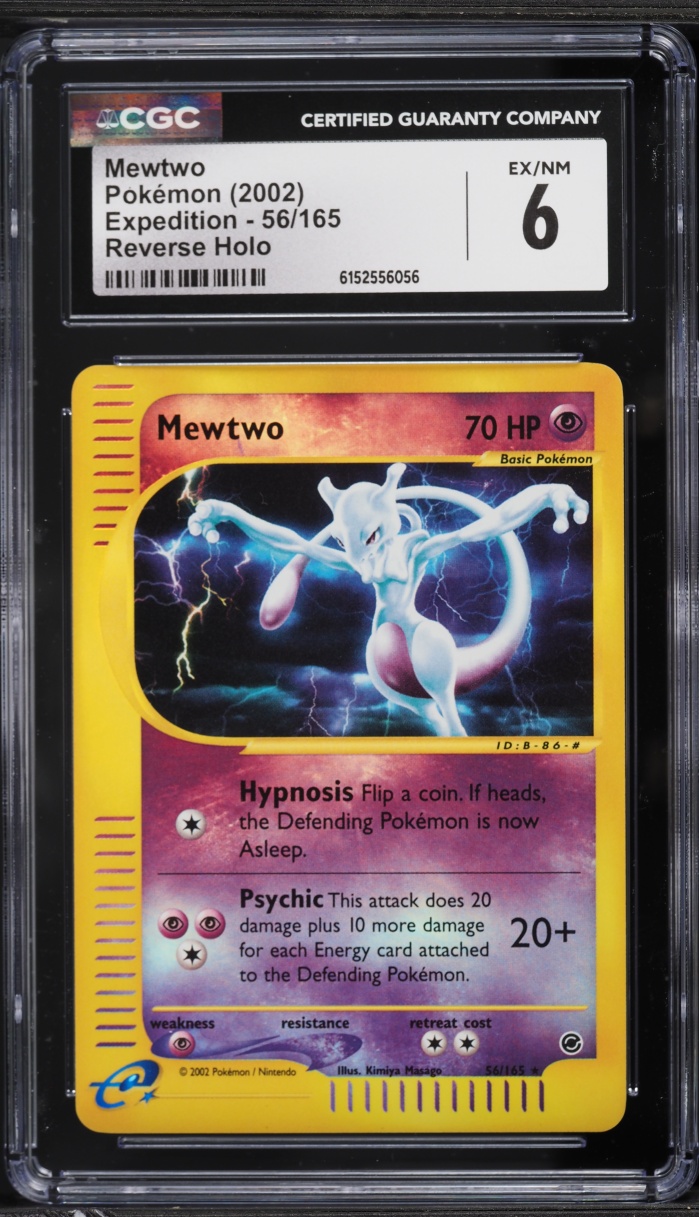 2002 Pokemon Expedition Reverse Holo Mewtwo #56 CGC 6 EXMT