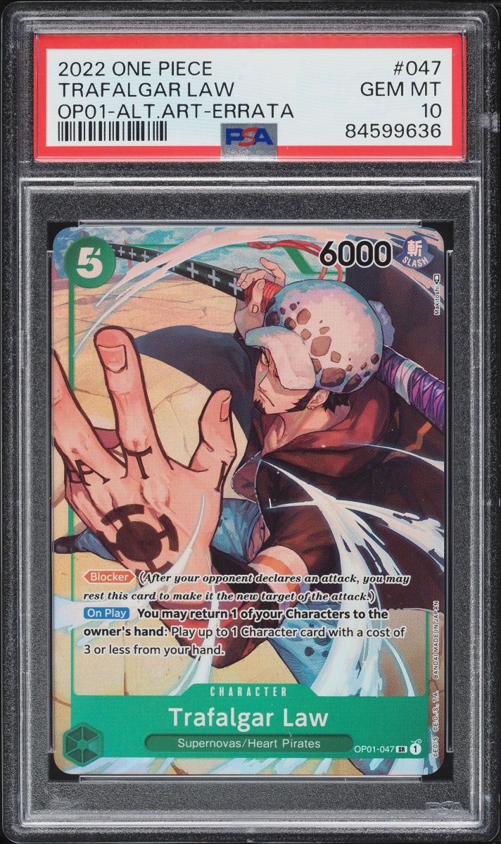 2022 One Piece Romance Dawn Errata Trafalgar Law #OP01-047 PSA 10 GEM MINT