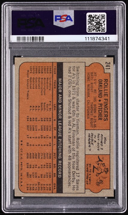 1972 Topps Rollie Fingers #241 PSA 7.5 NRMT+