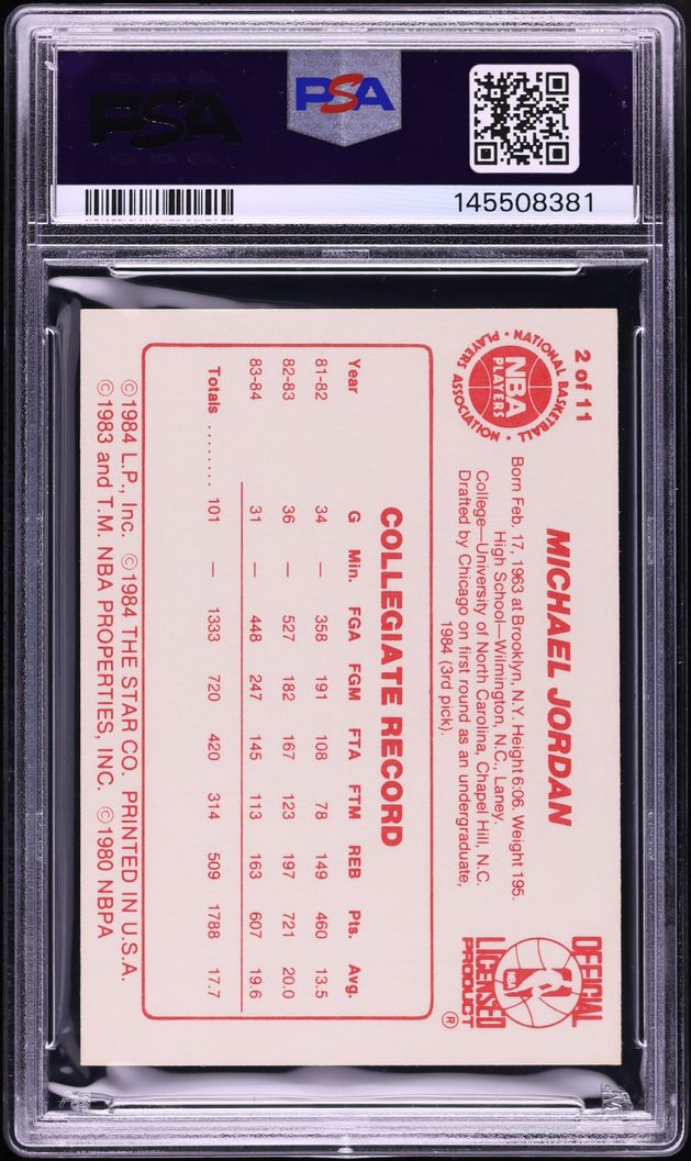 1985 Star All-Rookie Team Michael Jordan ROOKIE #2 PSA 8 NM-MT