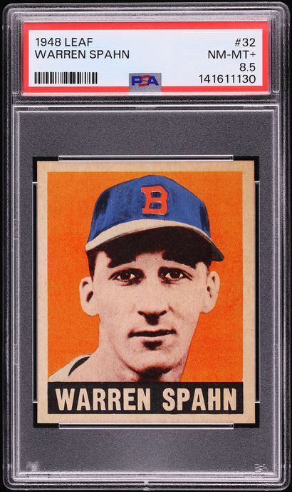 1948 Leaf Warren Spahn ROOKIE #32 PSA 8.5 NM-MT+