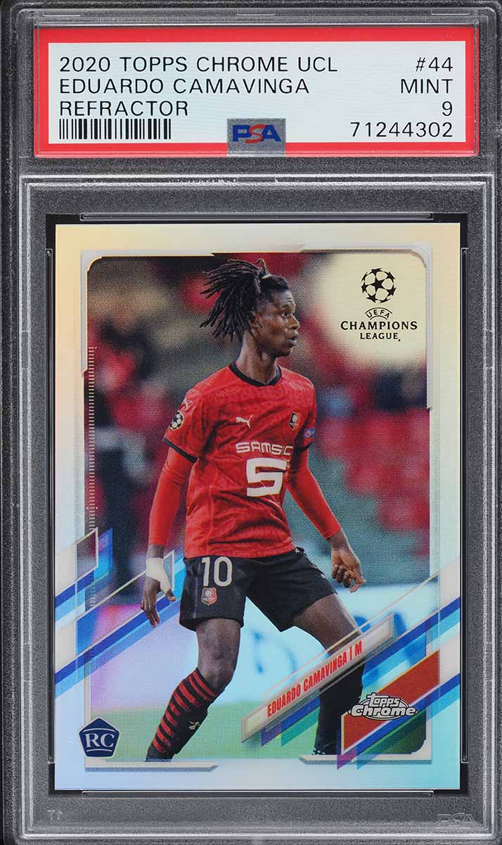 2020 Topps Chrome UEFA Refractor Eduardo Camavinga ROOKIE #44 PSA 9 MINT