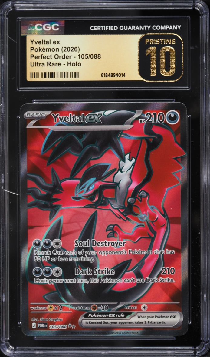 2026 Pokemon Mega Evolution Perfect Order Full Art Yveltal EX #105 CGC 10 PRISTINE