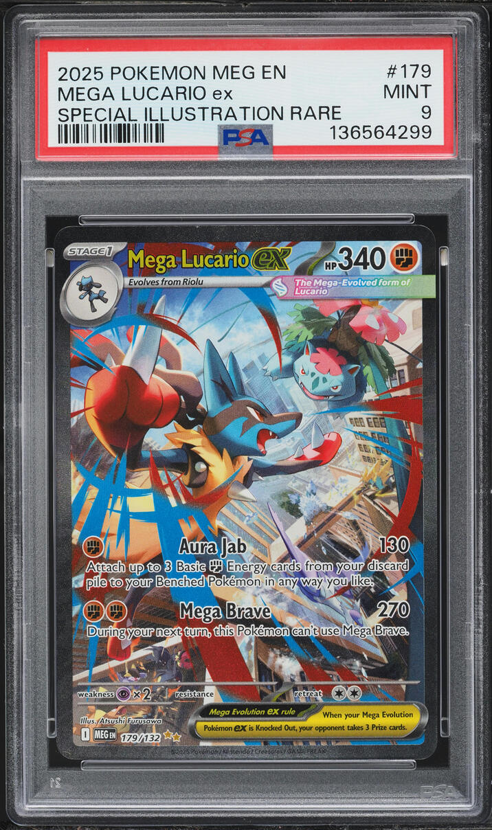 2025 Pokemon Mega Evolution SIR Mega Lucario ex #179 PSA 9 MINT