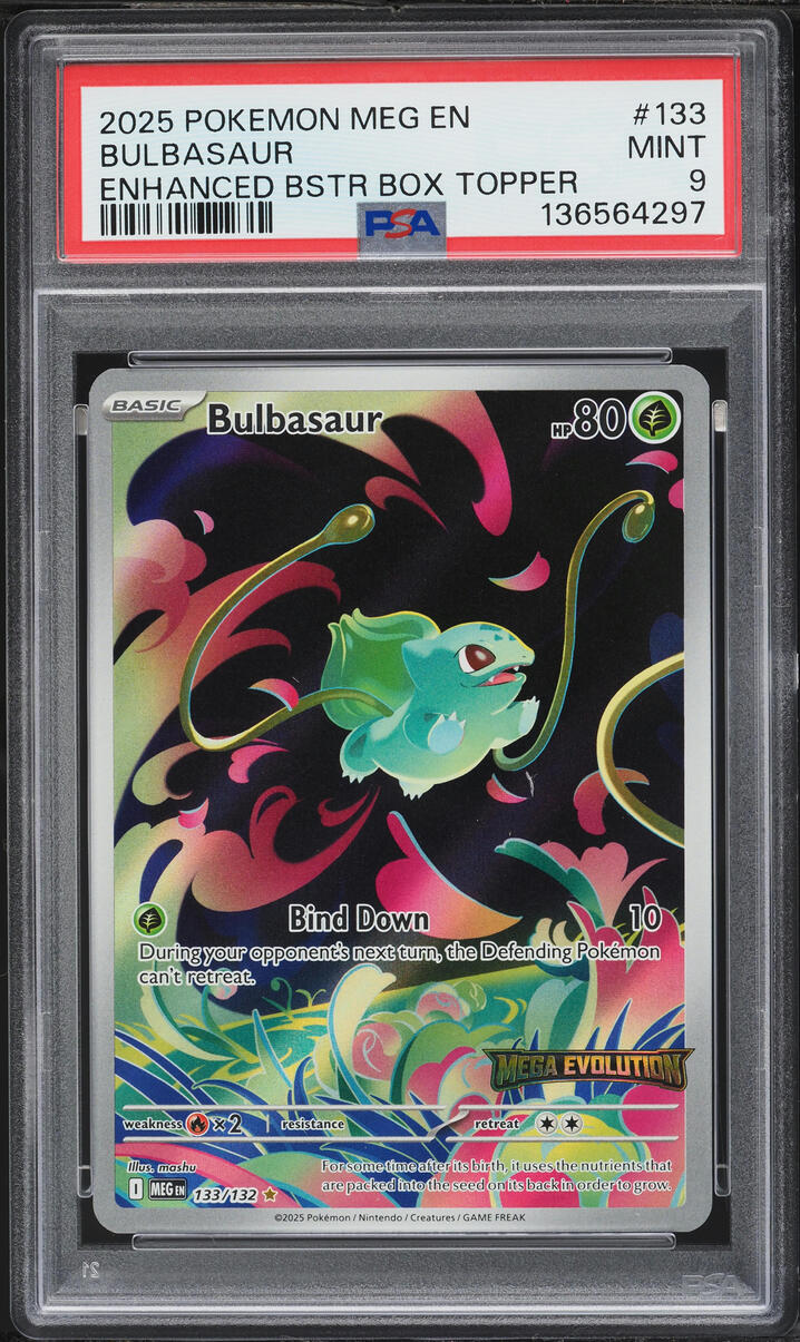 2025 Pokemon Mega Evolution Enhanced Booster Display Box Bulbasaur #133 PSA 9 MINT
