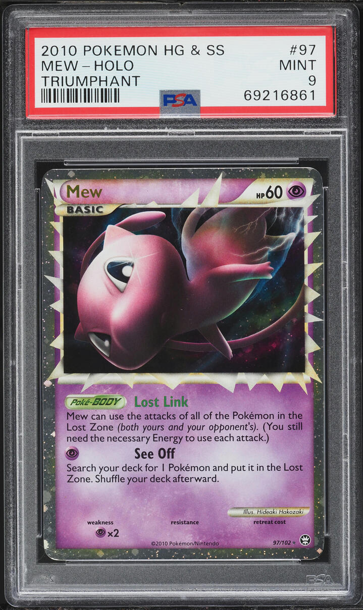 2010 Pokemon HeartGold & SoulSilver Triumphant Holo Mew #97 PSA 9 MINT