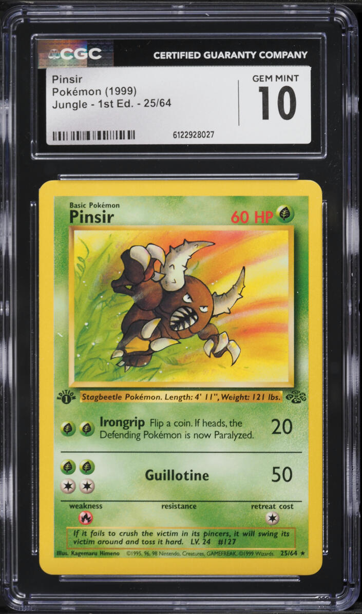 1999 Pokemon Jungle 1st Edition Pinsir #25 CGC 10 GEM MINT